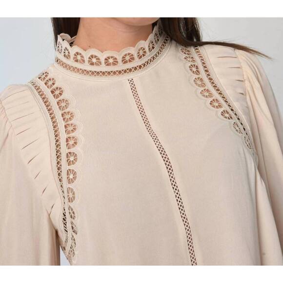 NEW LOVE THE LABEL fiona lace long sleeve top in ivory - Picture 4 of 4